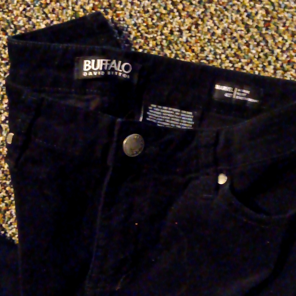 Buffalo David Bitton Marvel Mid-Rise Black Velvet Stretch Skinny Pants 4/27